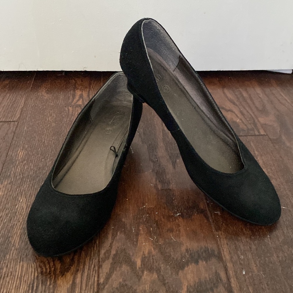 Size 10 - Black Suede 1.5” Wedge Heel